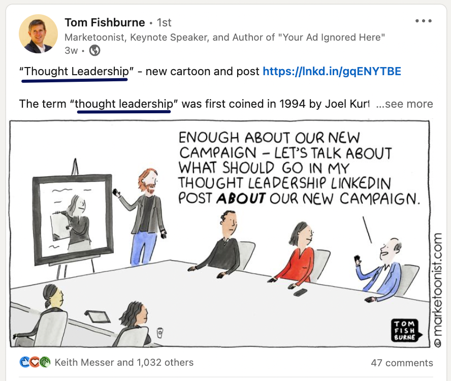 a post about thought leadership on LinkedIn
