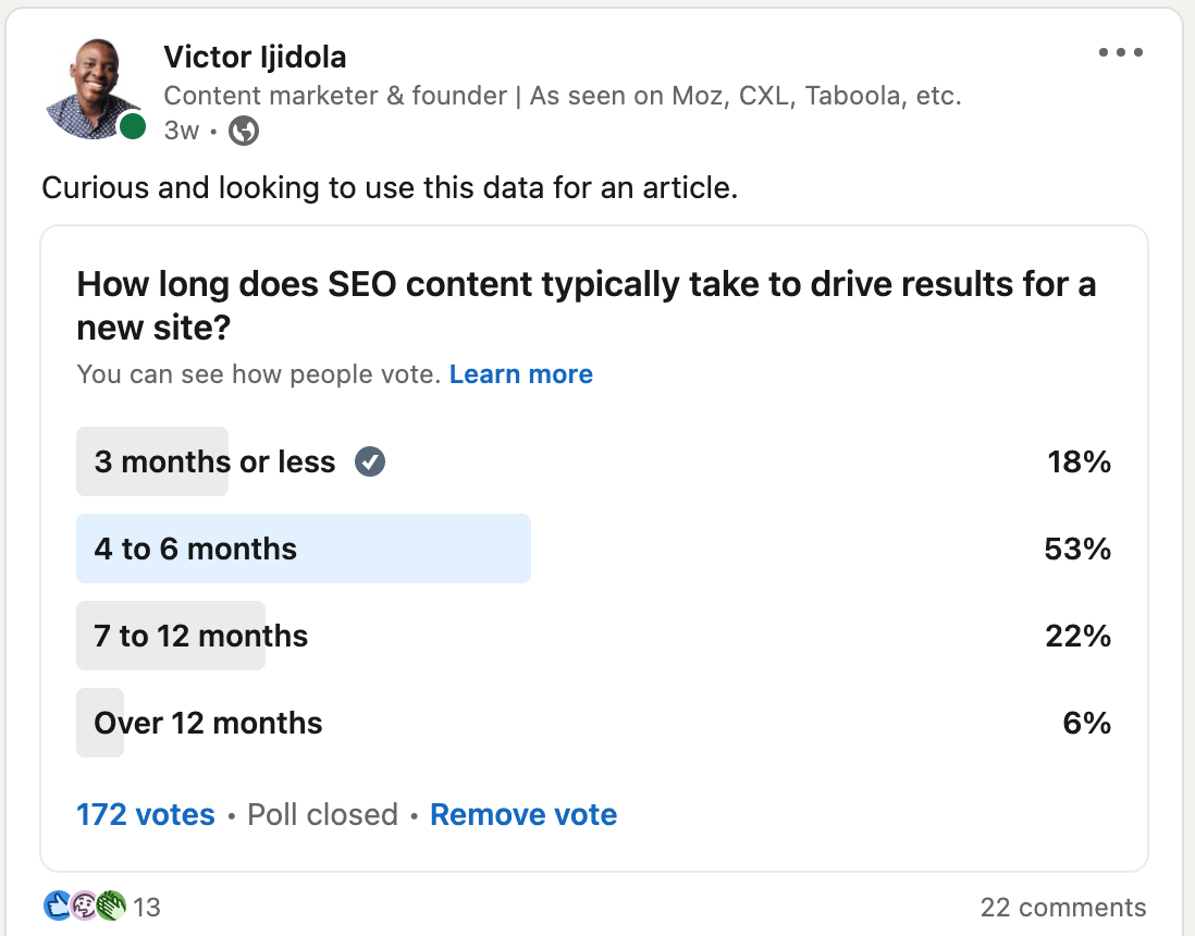 how long does SEO take to get results?